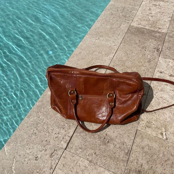 Italian Leather Travel Duffel Bag Vacation Bag